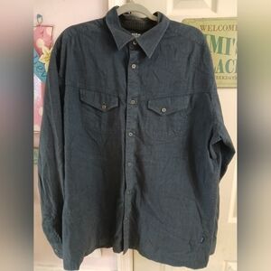 Men's Kuhl Long Sleeve Shirt Size XXL Button Down Woven Chest Pocket Blue 26"